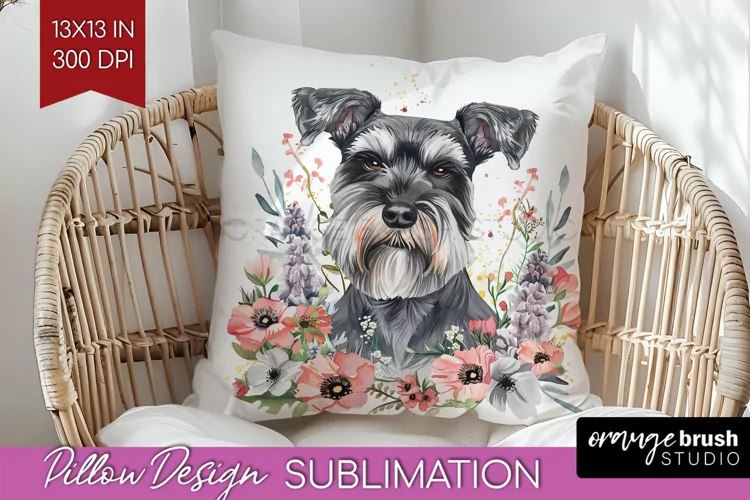 Floral Dog Pillow Sublimation - Flowers Pillow Cover PNG