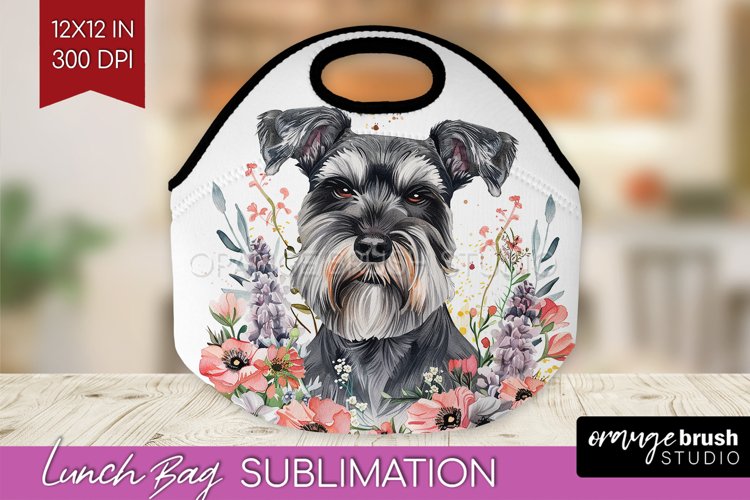 Floral Dog Lunch Bag - Flowers Lunch Bug PNG Sublimation example image 1