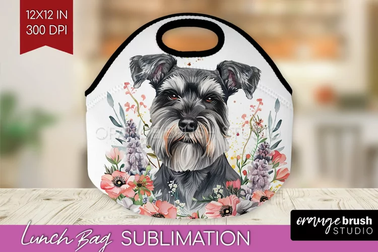 Floral Dog Lunch Bag - Flowers Lunch Bug PNG Sublimation
