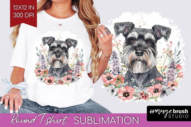 Floral Dog Round Tshirt Background - Flowers PNG Sublimation