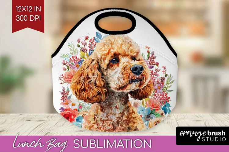 Floral Dog Lunch Bag - Flowers Lunch Bug PNG Sublimation