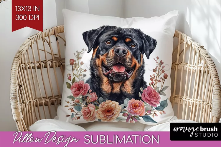 Floral Dog Pillow Sublimation - Flowers Pillow Cover PNG