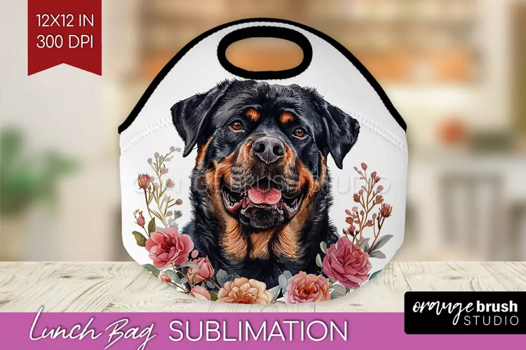 Floral Dog Lunch Bag - Flowers Lunch Bug PNG Sublimation