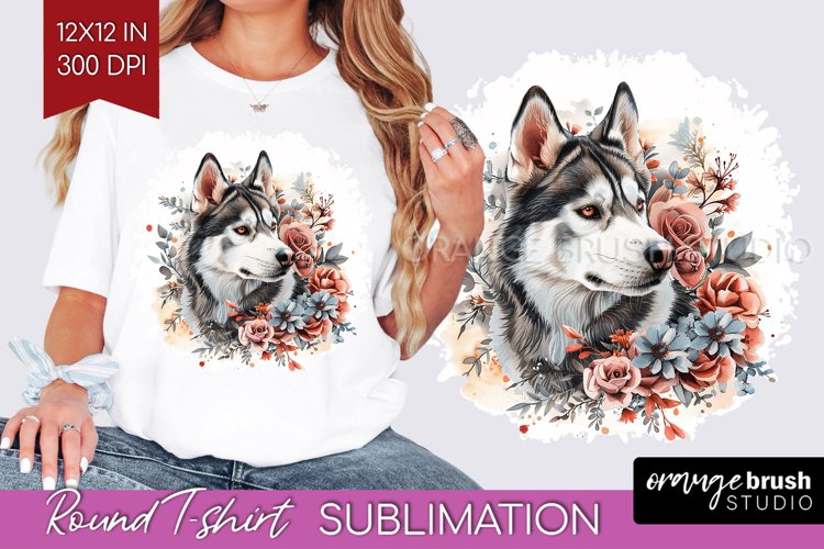 Floral Dog Round Tshirt Background - Flowers PNG Sublimation