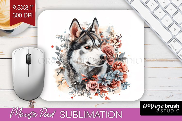 Floral Dog Mouse Pad Sublimation - Flowers Mousepad PNG
