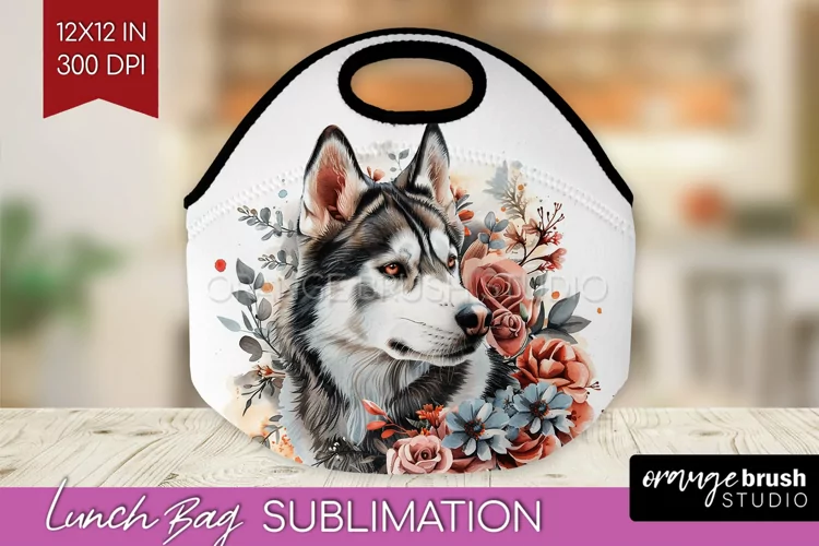 Floral Dog Lunch Bag - Flowers Lunch Bug PNG Sublimation