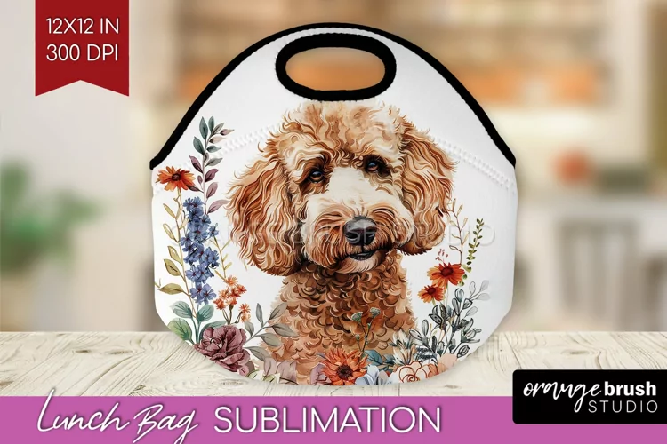 Floral Dog Lunch Bag - Flowers Lunch Bug PNG Sublimation