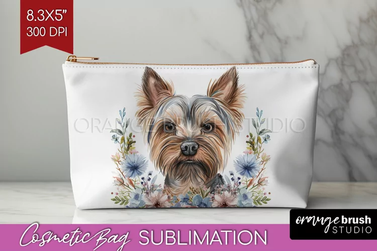 Floral Dog Cosmetic Bag - Flowers Makeup Bag PNG Sublimation
