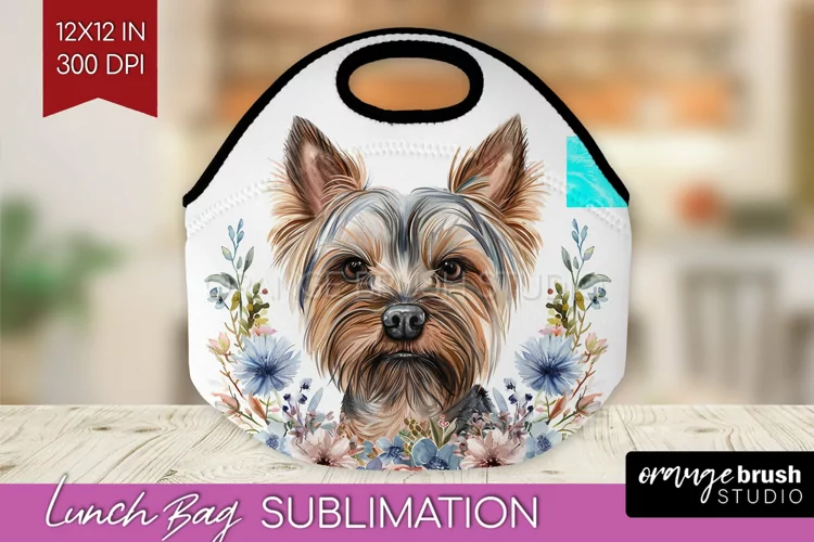 Floral Dog Lunch Bag - Flowers Lunch Bug PNG Sublimation
