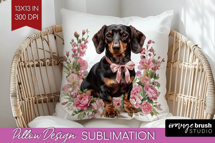 Floral Dog Pillow Sublimation - Flowers Pillow Cover PNG