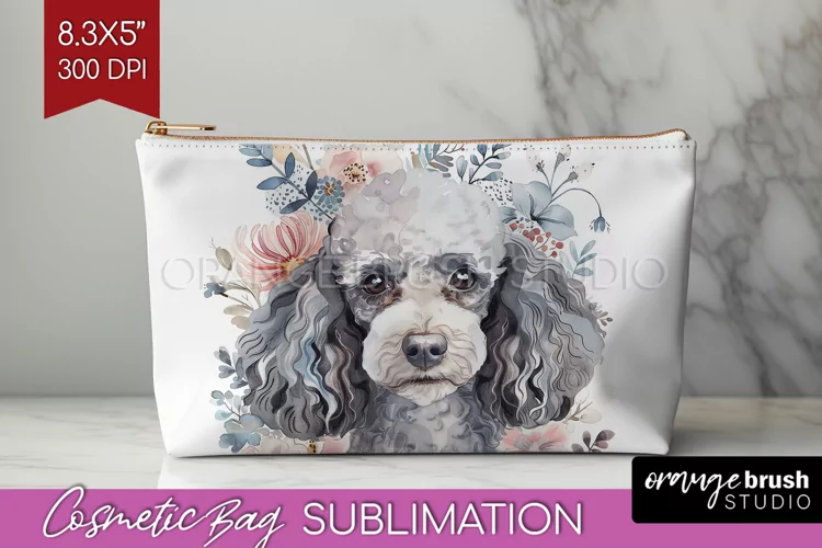 Floral Dog Cosmetic Bag - Flowers Makeup Bag PNG Sublimation