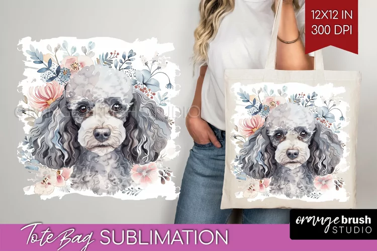 Floral Dog Tote Bag - Flowers Tote Bag PNG Sublimation