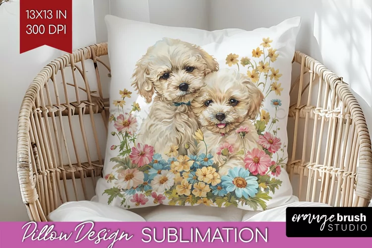 Floral Dog Pillow Sublimation - Flowers Pillow Cover PNG