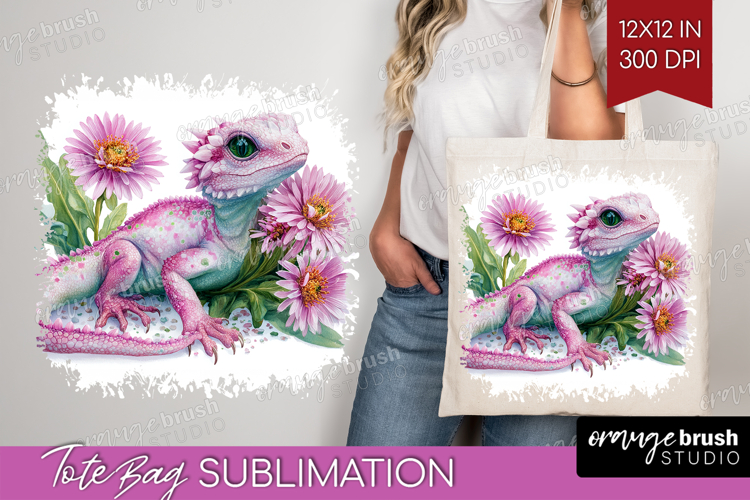 Floral Dragon Tote Bag - Fantasy Tote Bag PNG Sublimation