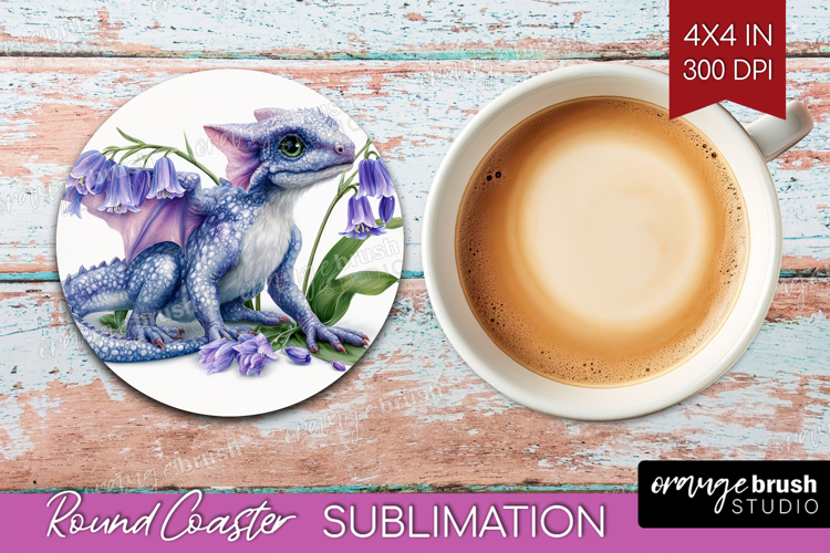 Floral Dragon Round Coaster - Fantasy Coaster PNG