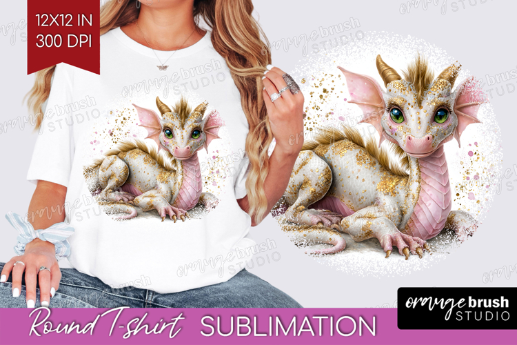 Floral Dragon Round Tshirt Background - Fantasy PNG