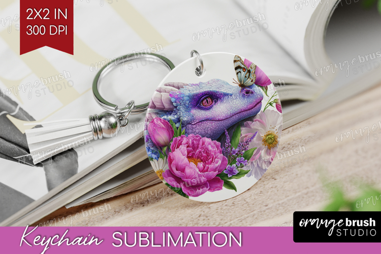 Floral Dragon Keychain PNG - Fantasy Keychain Sublimation