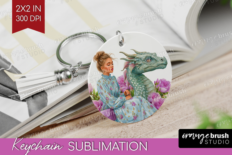 Floral Dragon Keychain PNG - Fantasy Keychain Sublimation