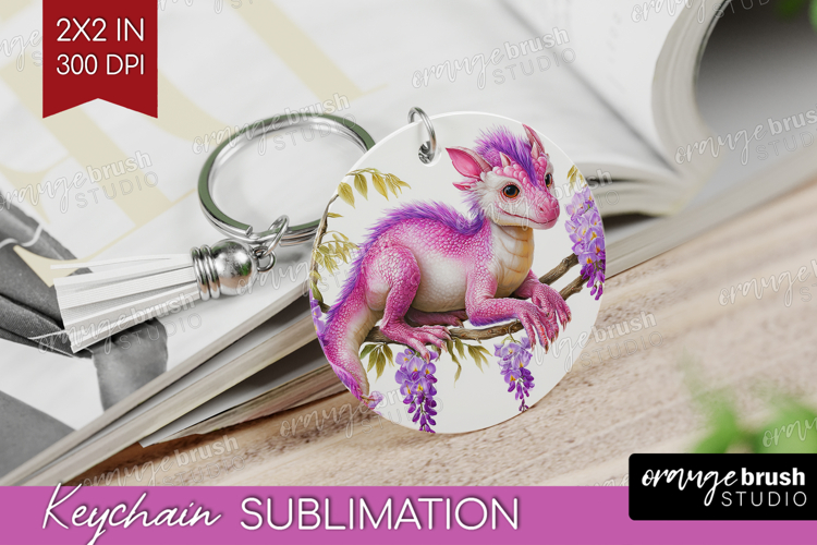 Floral Dragon Keychain PNG - Fantasy Keychain Sublimation