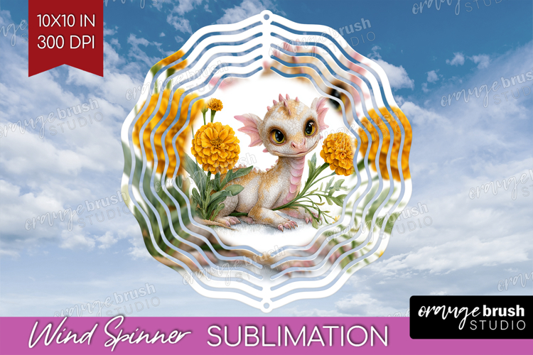 Floral Dragon Wind Spinner Sublimation PNG - Fantasy Round