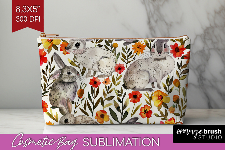 Floral Animals Cosmetic Bag - Farm Animals Makeup Bag PNG