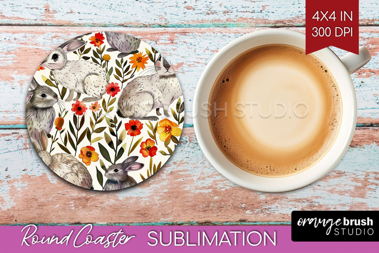 Floral Animals Round Coaster - Farm Animals Coaster PNG