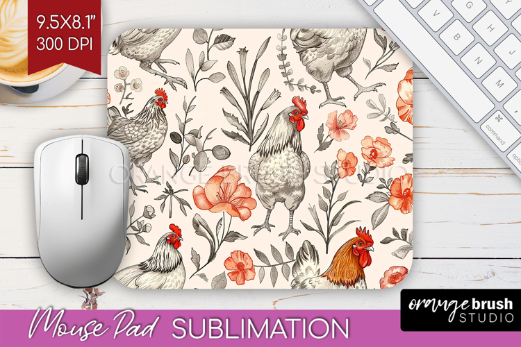 Floral Animals Mouse Pad Sublimation - Farm Animals Mousepad