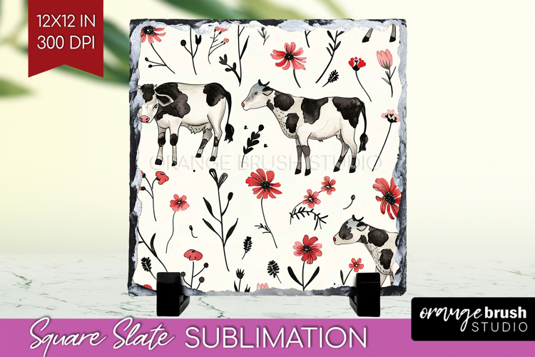 Floral Animals Slate PNG - Farm Animals Square Slate