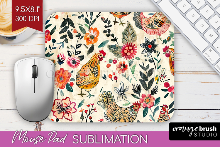 Floral Animals Mouse Pad Sublimation - Farm Animals Mousepad