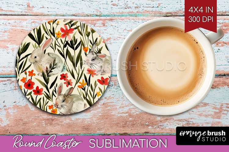 Floral Animals Round Coaster - Farm Animals Coaster PNG