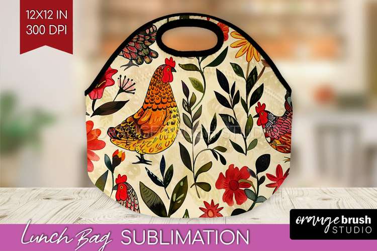 Floral Animals Lunch Bag - Farm Animals Lunch Bug PNG