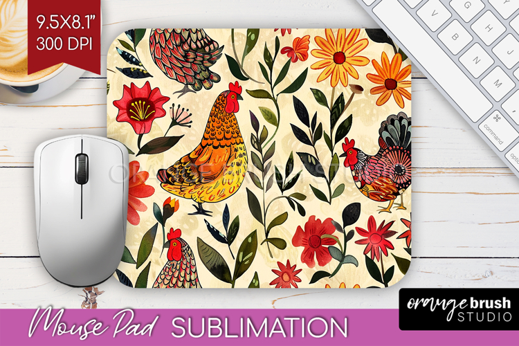 Floral Animals Mouse Pad Sublimation - Farm Animals Mousepad