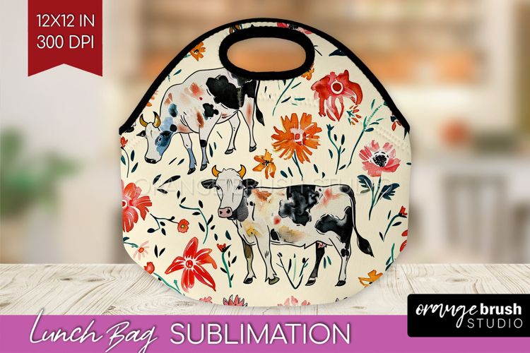Floral Animals Lunch Bag - Farm Animals Lunch Bug PNG