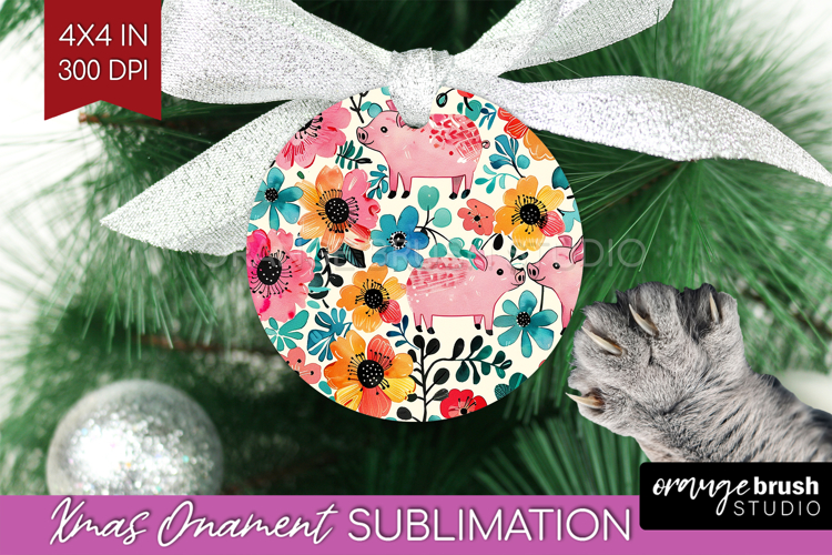 Floral Animals Ornament PNG - Farm Animals PNG Sublimation