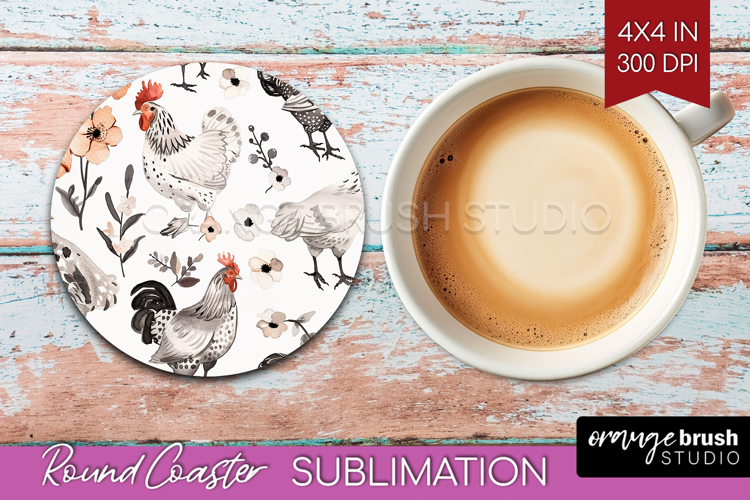 Floral Animals Round Coaster - Farm Animals Coaster PNG