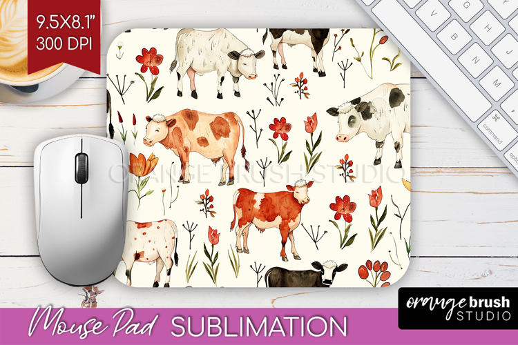 Floral Animals Mouse Pad Sublimation - Farm Animals Mousepad