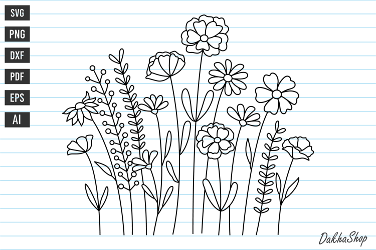 Wildflower Bloom Svg, Flower Meadow SVG, Flowers Svg