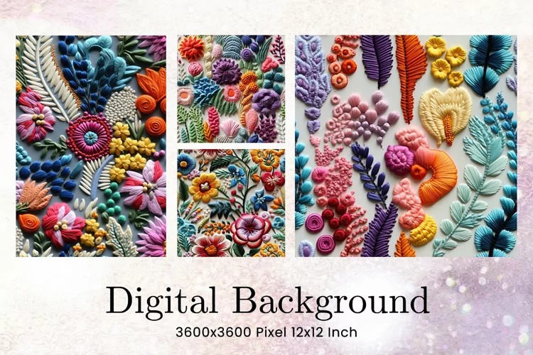 3D Flower Embroidery Flower Wool Craft Background Wallpaper1