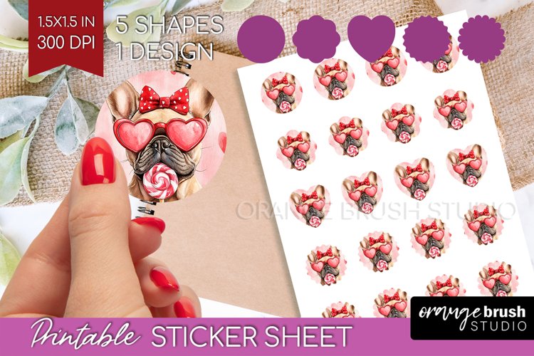 French Bulldog Valentine Round Sticker Valentines Day
