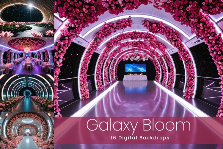 16 Galaxy Bloom Digital Backdrops example image 1