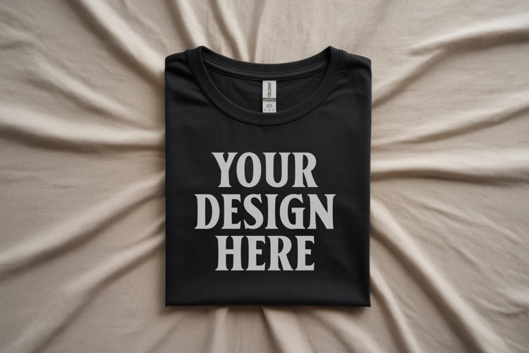 Gildan 64000 Folded T-Shirt Mockup | Flat Lay Unisex Tee