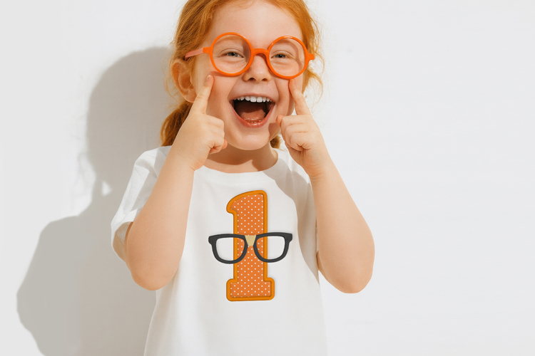 Nerdy Glasses with Number 1 Applique Embroidery File