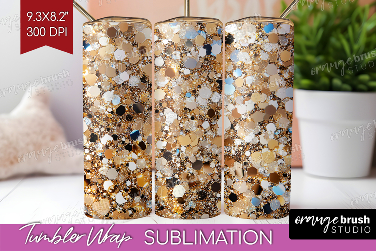 Glitter Texture Tumbler Wrap - Sparkle Glitter Tumbler PNG
