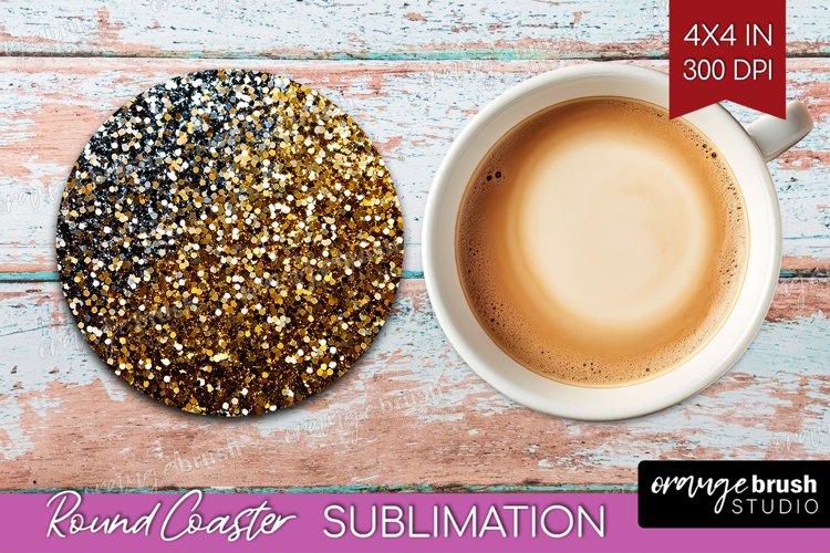 Glitter Texture Round Coaster - Sparkle Glitter Coaster PNG