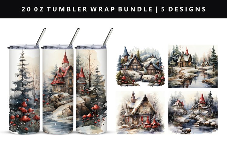 Gnome Landscape 20oz Tumbler Wrap | Sublimation PNG Design