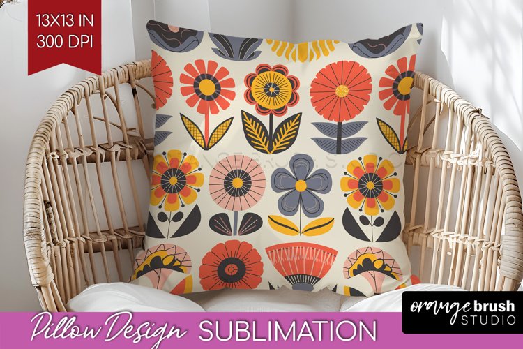 Retro Flowers Pillow Sublimation - Groovy Pillow Cover PNG