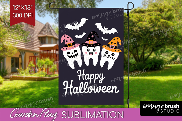 Halloween Garden Flag Sublimation - Fall Welcome Sign PNG