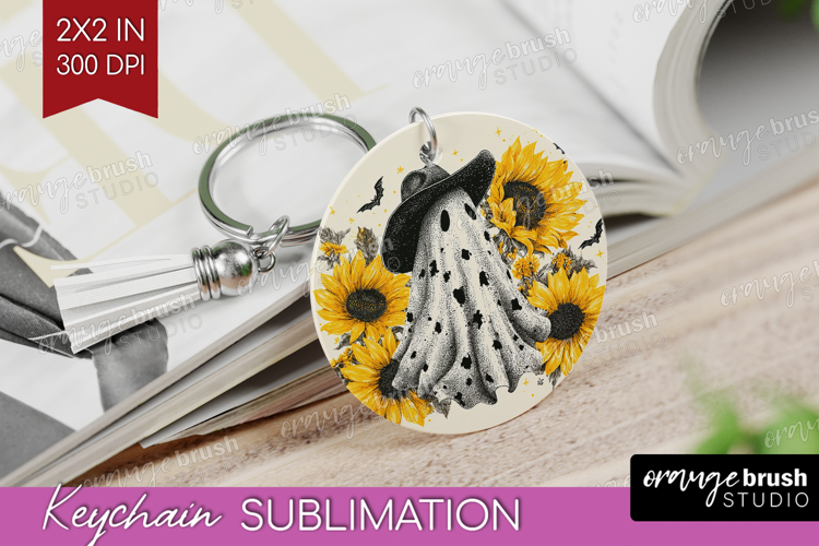 Cute Ghost Keychain PNG - Spooky Halloween Keychain