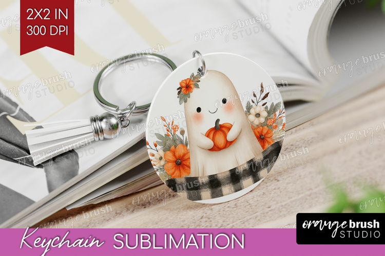 Cute Ghost Keychain PNG - Spooky Halloween Keychain