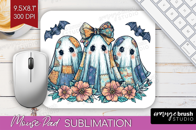 Cute Ghost Mouse Pad Sublimation - Spooky Halloween Mousepad